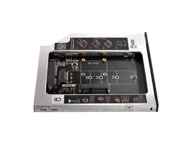 Alt view image 2 of 7 - Vszerda MSATA NGFF B/M-Key SSD to Slimline SATA 13Pin Caddy Case for 9.5mm Universal Laptop CD/DVD-ROM Optical Bay