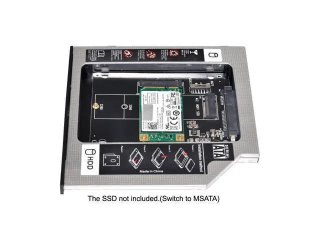Alt view image 5 of 7 - Vszerda MSATA NGFF B/M-Key SSD to Slimline SATA 13Pin Caddy Case for 9.5mm Universal Laptop CD/DVD-ROM Optical Bay