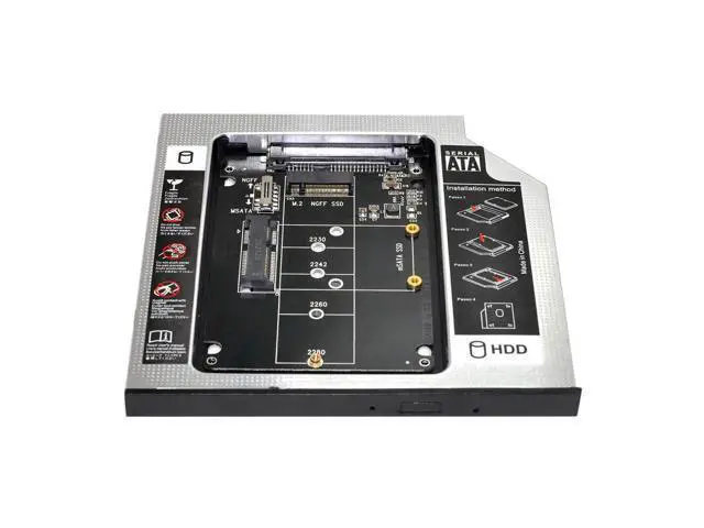 Alt view image 7 of 7 - Vszerda MSATA NGFF B/M-Key SSD to Slimline SATA 13Pin Caddy Case for 9.5mm Universal Laptop CD/DVD-ROM Optical Bay