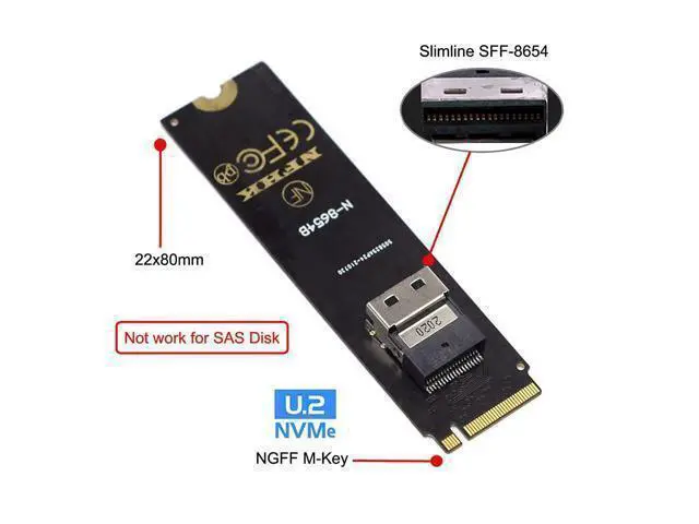 Alt view image 6 of 7 - Vszerda NGFF M-Key NVME to U.2 U2 Kit SFF-8639 to SFF-8654 Slimline SAS PCIe SSD Adapter for Mainboard