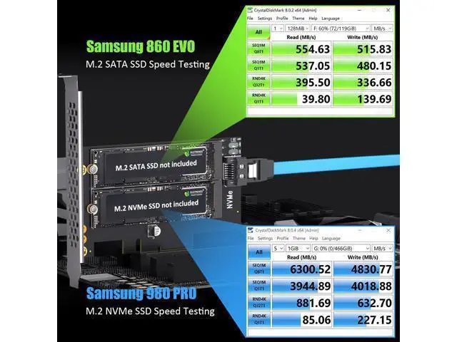 Alt view image 4 of 7 - Vszerda PA12 Dual M.2 SSD PCIe X4 Adapter Without Heatsink for One M.2 NVMe SSD and One M.2 SATA SSD, Support PCIe 4.0 SSD and OS Boot from M.2 NVMe SSD
