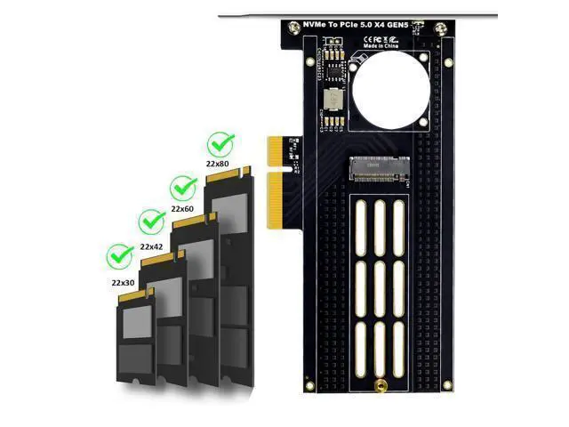 Alt view image 3 of 7 - Vszerda PA19 M.2 NVMe to PCIe 5.0 X4 Adapter for M.2 NVMe SSD, Large Aluminum Heatsink Cover, Regular and Low-Profile Bracket
