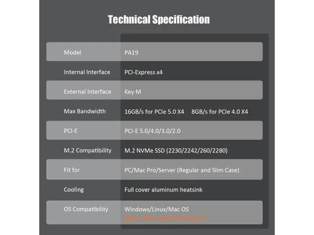 Alt view image 7 of 7 - Vszerda PA19 M.2 NVMe to PCIe 5.0 X4 Adapter for M.2 NVMe SSD, Large Aluminum Heatsink Cover, Regular and Low-Profile Bracket