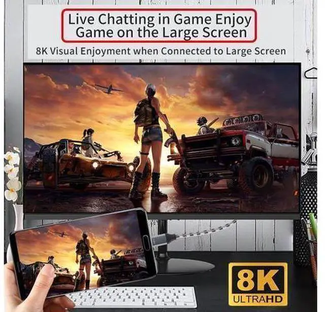 Alt view image 3 of 7 - Vszerda Reversible DisplayPort to USB C Cable 8K, DP Source to USB 3.1 Type C Male Displays HDTV Cord for Laptop Monitor 1.8m