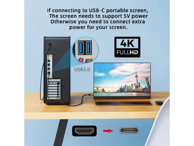 Alt view image 7 of 7 - Vszerda Reversible HDMI to USB-C Cable 4K, HDMI 1.4 Source to USB 3.1 Type C Male HDTV Cord for for Laptop Monitor 1.8m