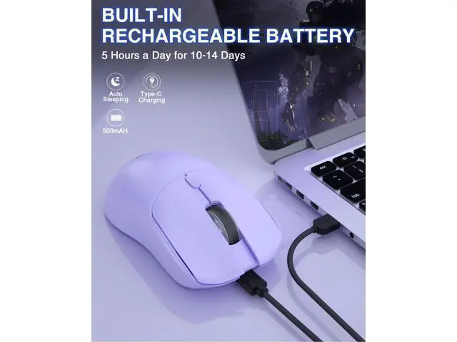 Alt view image 6 of 7 - Vszerda SC580X Wireless Gaming Mouse, Tri-Mode 2.4G/BT5.0/USB-C Gaming Mice with 12000 DPI, 6 Programmable Buttons, Rechargeable Computer Mouse for Laptop/PC/Mac/Tablet