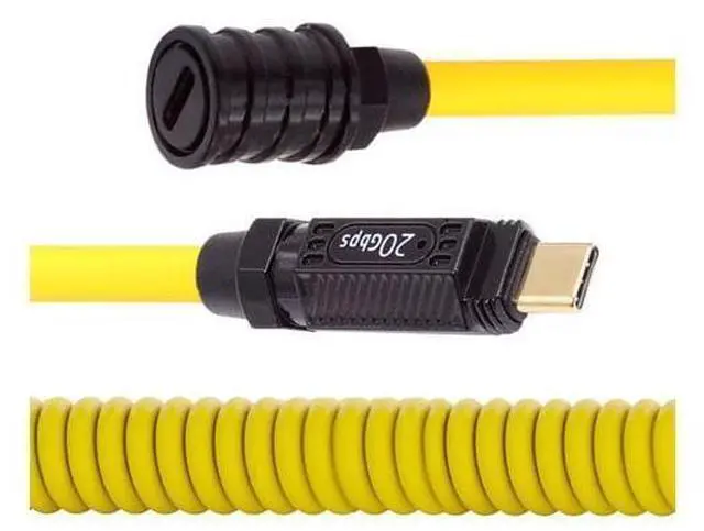 Main image of Vszerda Stretch Coiled Silicone 140W 20Gbps 8K USB-C USB4 Cable Type-C Male to Female Extension Cable Power & Data for Gaming Keyboard Mouse 1.8m/6ft