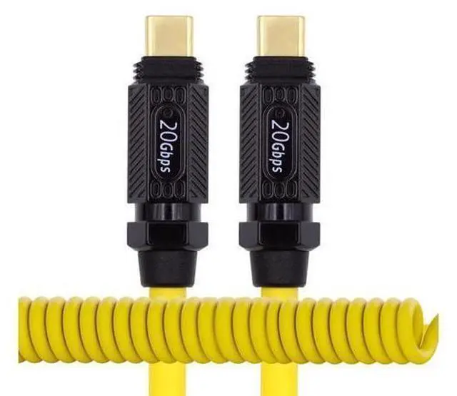 Main image of Vszerda Stretch Coiled Silicone 140W USB-C USB4 Cable 20Gbps 8K Type-C Male to Male Cable Power & Data for Gaming Keyboard Mouse 1.8m/6ft