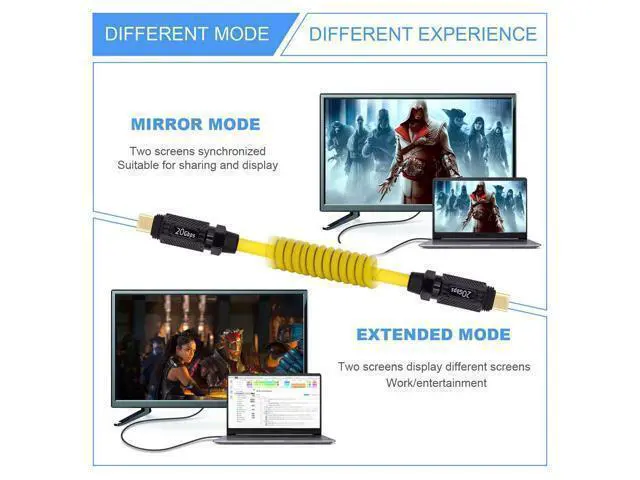 Alt view image 6 of 7 - Vszerda Stretch Coiled Silicone 140W USB-C USB4 Cable 20Gbps 8K Type-C Male to Male Cable Power & Data for Gaming Keyboard Mouse 1.8m/6ft