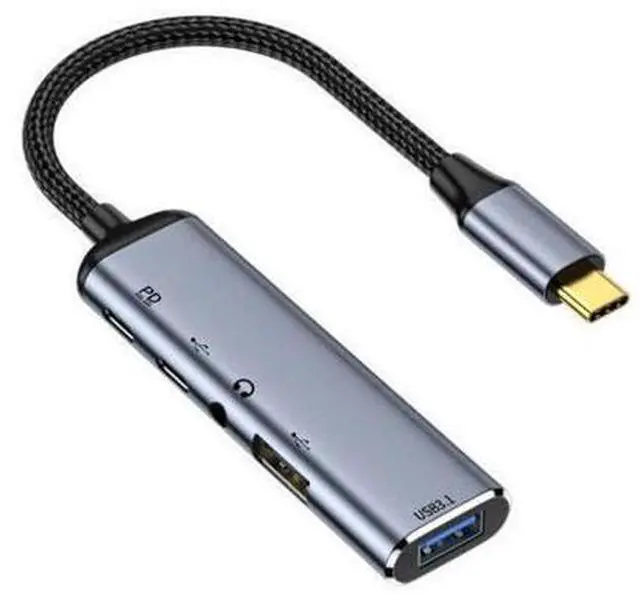 Main image of Vszerda Type C USB-C to Audio 3.5MM Dual USB 3.0 HUB Converter Multiport Adapter with Female 100W PD Power Port