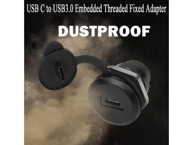 Alt view image 6 of 7 - Vszerda USB C to USB 3.0 Embedded Threaded Fixed Adapter 5Gbps USB C Female to USB 3.0 Female Panel Mount Round Connector with Waterproof Dust Cap