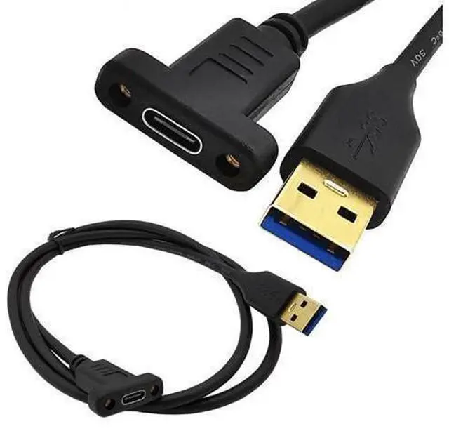 Main image of Vszerda USB3.0 to Type-C Cable Cord,6ft USB-C USB 3.1 Type-C Female to USB 3.0 A Male Data & Charging Cable with Panel Mount Screw Hole (6ft/1.8m)
