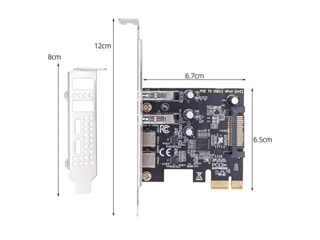 Alt view image 5 of 7 - Vszerda USB3.1 Gen1 5Gbps Dual Type-A & Type-C USB-C Female to PCI-E Card Adapter USB PCI-E Express 1x uPD720201 with Low Profile Bracket
