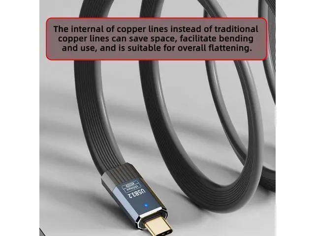 Alt view image 6 of 7 - Vszerda USB3.1 Type-A Male Host to Type-C Male 10Gbps Flat Slim FPC USB-C Data Power Cable 5V3A Compatible with Laptop Phone Disk (100cm)