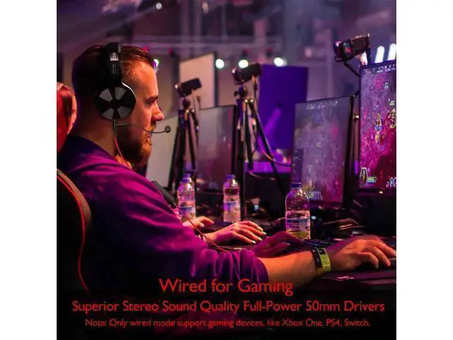 Alt view image 4 of 7 - Wired Wireless Bluetooth Headphone With Boom Mic Stereo Wireless Headphones Gaming Headset For Phone Computer PC Gamer