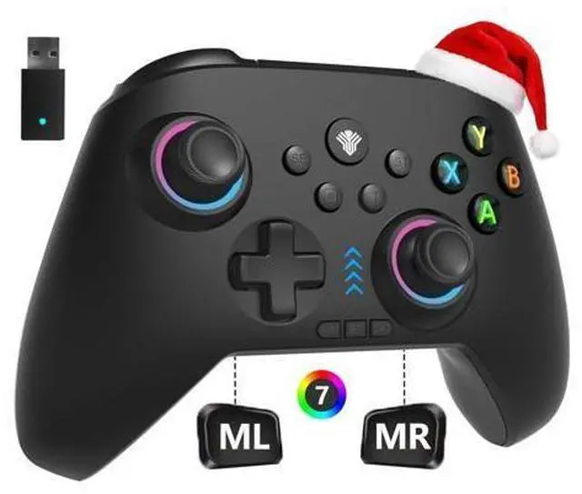 Main image of 2.4G Wireless PC/Switch Controller with RGB Lighting/Programming Keys/Hall Joysticks/Hall Triggers/Vibrations,Three-Mode Switch Controller,Plug and Play Work for Windows PC, Android, Switch, Steam,TV
