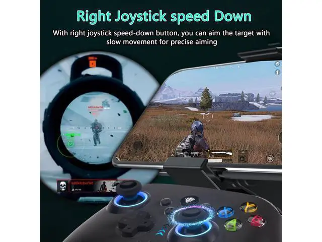 Alt view image 5 of 7 - 2.4G Wireless PC/Switch Controller with RGB Lighting/Programming Keys/Hall Joysticks/Hall Triggers/Vibrations,Three-Mode Switch Controller,Plug and Play Work for Windows PC, Android, Switch, Steam,TV