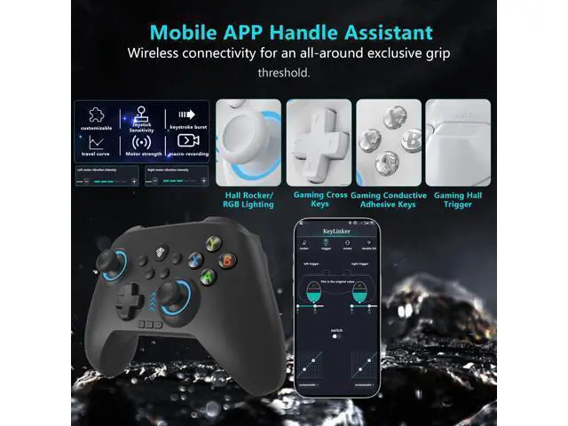 Alt view image 4 of 7 - 2.4G Wireless PC/Switch Controller with RGB Lighting/Programming Keys/Hall Joysticks/Hall Triggers/Vibrations,Three-Mode Switch Controller,Plug and Play Work for Windows PC, Android, Switch, Steam,TV