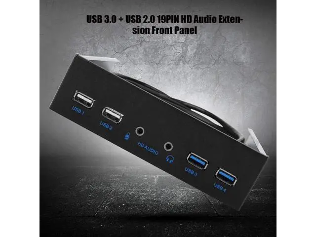 Alt view image 2 of 7 - 5.25 inch Front Panel, USB 3.0 4-Ports 3.5 inch Metal Front Panel, 19PIN HD Audio Extension Front Panel, Fits Any 5.25 Computer Case Front Bay