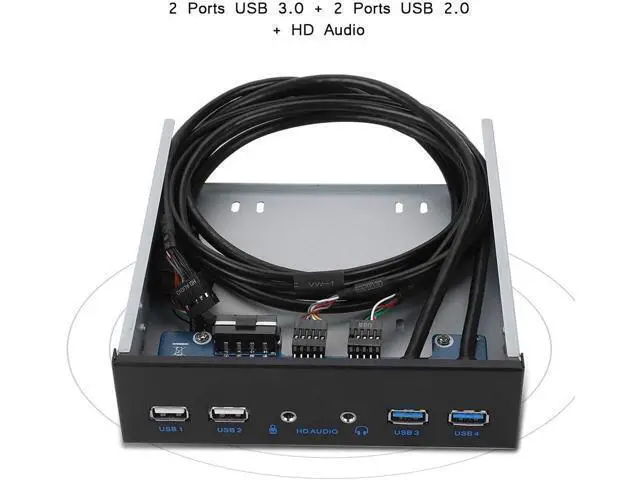 Alt view image 4 of 7 - 5.25 inch Front Panel, USB 3.0 4-Ports 3.5 inch Metal Front Panel, 19PIN HD Audio Extension Front Panel, Fits Any 5.25 Computer Case Front Bay