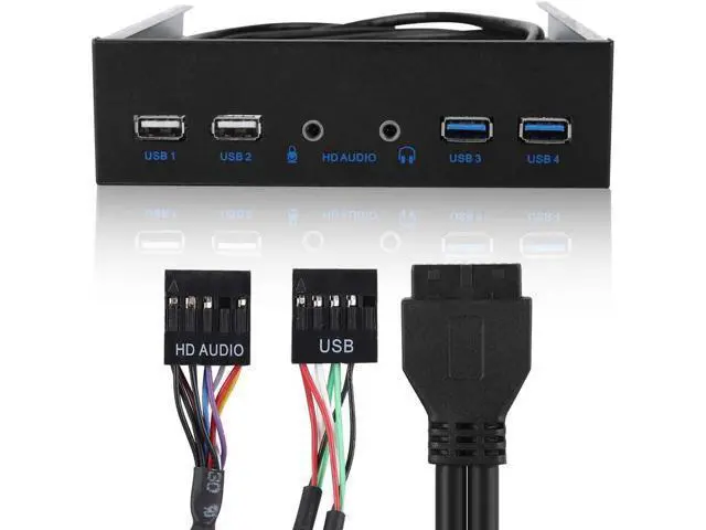 Alt view image 5 of 7 - 5.25 inch Front Panel, USB 3.0 4-Ports 3.5 inch Metal Front Panel, 19PIN HD Audio Extension Front Panel, Fits Any 5.25 Computer Case Front Bay