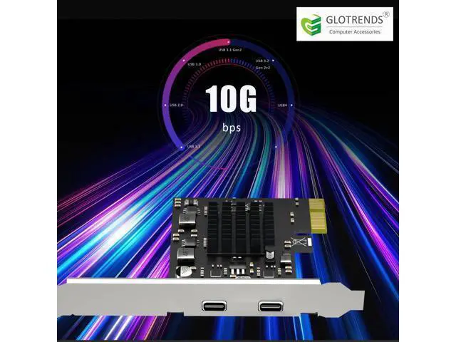 Alt view image 5 of 7 - GLOTRENDS U3142CX1 2-Port 10Gb USB 3.1 Gen2 Type-C to PCIE X1 Expansion Card with ASM 3142 Chip, Regular and Low-profible Bracket