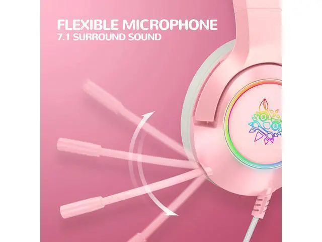 Alt view image 3 of 7 - K9 Gaming Headset with Removable Cat Ears, for PS5, PS4, Nintendo Switch, PC, with Surround Sound, RGB LED Light & Noise Canceling Retractable Microphone