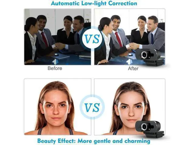 Alt view image 2 of 7 - Webcam with Microphone with Privacy Cover,1080P Full HD Web Camera with Wide View for Live Broadcast,PC Laptop Desktop USB Webcams Computer Video Camera