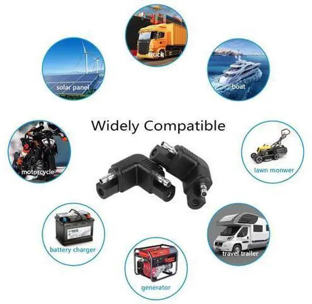 Alt view image 6 of 7 - Right Angle SAE Polarity Reverse Adapter, 90 Degree SAE to SAE Plug Quick Disconnect Connector for Solar Panel,RV,etc(4-Pack)