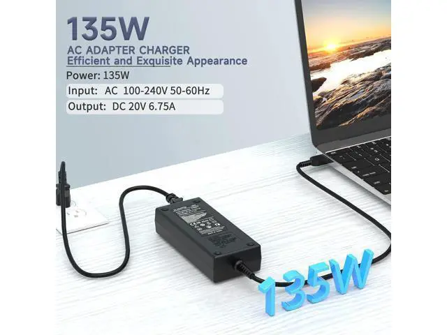 Alt view image 2 of 7 - 135W Laptop Charger Compatible with Lenovo ADL135NDC3A ADL135NLC3A ADL135NDC2A ADL135NLC2A ADL135SCC3A ADL135NCC3A 4X20E50558 4X20E50564 4X20E50569 45N0362 45N0361 AC Adapter Power Supply Cord