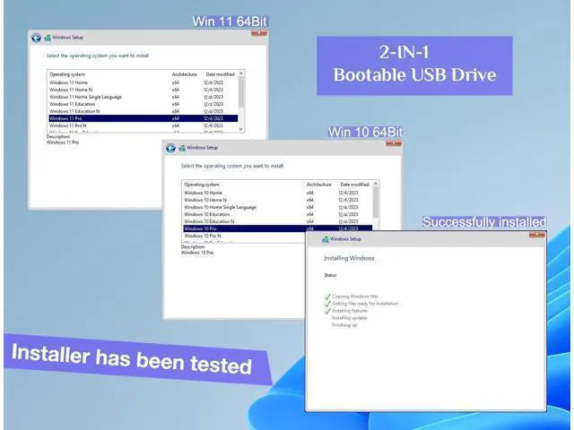 Alt view image 2 of 2 - 32GB - Bootable Windows 10&11 USB Driver 3.2Gen for Reinstall Windows Reset Password Network Drives (WiFi & LAN) Supported UEFI and Legacy Compatible All Brands