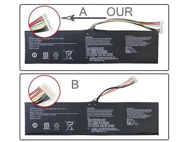 Alt view image 3 of 3 - GAG-J40 Laptop Battery Replacement for Gigabyte Aorus 14 V7 K7 14-P64WV6, Aorus 15 X8 Aorus 15X V8-BK4 V8-CF2 Aorus 15G XB 15P WB 17 XA 17G KB 17X WB 17X YB X7 541387460005 541387460003(15.2V 94.24Wh)