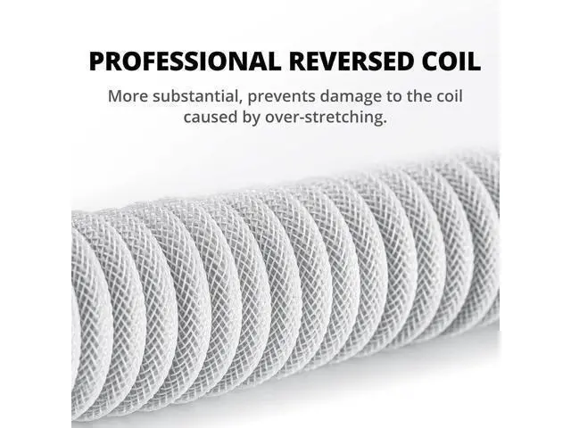 Alt view image 2 of 6 - GUNMJO Pro Custom Coiled USB C Cable for Gaming Keyboard, Double-Sleeved Mechanical Keyboard Cable with Detachable Metal Aviator, 1.5M USB-C to USB-A, White Color