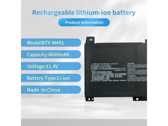 Alt view image 2 of 7 - Hubei BTY-M491 3ICP6/71/74 Laptop Battery Replacement for MSI Modern 15 A10RB Modern 15 A10RB-041TW(11.4V 52.4Wh)