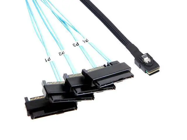 Alt view image 7 of 7 - 2Pack Mini-SAS to SAS-Cable: 0.5M SFF-8087 to SAS-SFF-8087 to SFF-8482 x4 with SATA Power Adapter-Cable (1.6FT)
