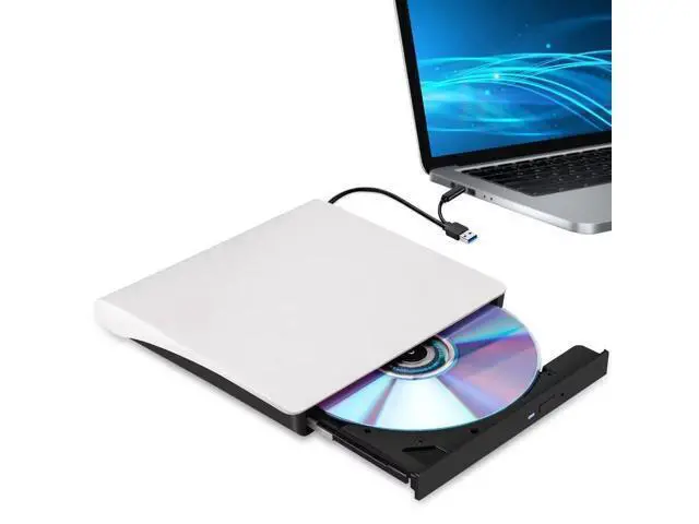 Alt view image 7 of 7 - External CD/DVD Drive for Laptop, Type-C CD/DVD Player USB 3.0 Portable Burner Writer Reader Compatible with Mac MacBook Pro/Air iMac Desktop Windows 7/8/10/XP/Vista(White)