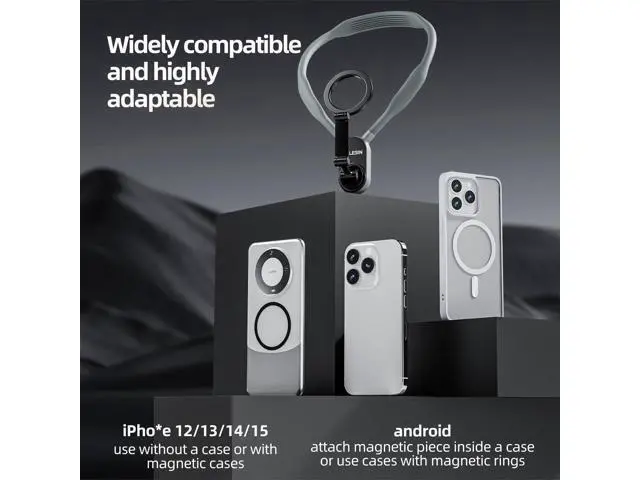 Alt view image 2 of 7 - Magnetic Neck Mount for Phones, Neck Cell Phone Holder POV/Vlog Selfie Mount Hand Free Phone Neck Holder Chest Stand Strap Video Recording for iPhone 17 16 15 14 13 12 Seires Android Phones