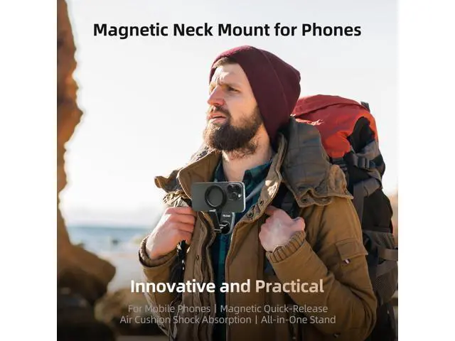 Alt view image 4 of 7 - Magnetic Neck Mount for Phones, Neck Cell Phone Holder POV/Vlog Selfie Mount Hand Free Phone Neck Holder Chest Stand Strap Video Recording for iPhone 17 16 15 14 13 12 Seires Android Phones