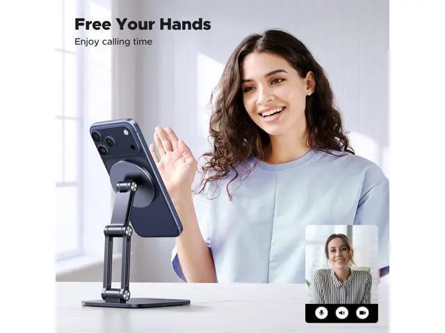 Alt view image 5 of 7 - Magnetic Phone Stand Compatible with MagSafe Holder for Desk Ergonomic Design Adjustable, Aluminum Cell Phone Stand Compatible for iPhone 17 Air 16 15 14 13 12 Pro Max and MagSafe Case, Grey