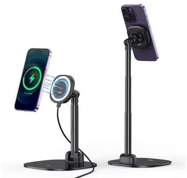 Main image of Magnetic Wireless Charger Phone Stand 360°Rotation Desktop Phone Holder Adjustable Cell Phone Stand for iPhone 17/17pro/16/15/14/13 Series Foldable Wireless Charging Station for Android/AirPod