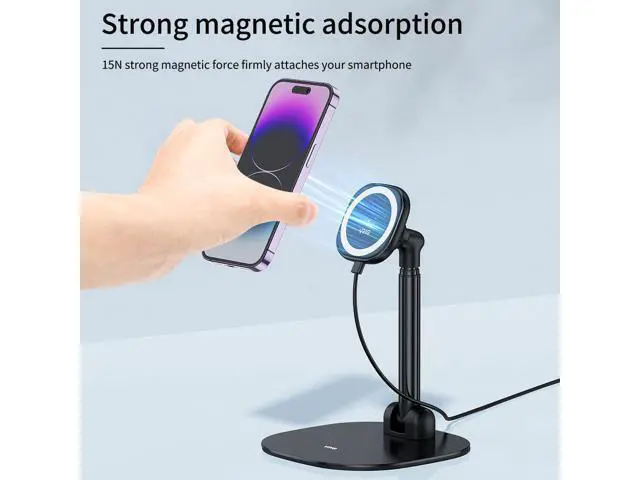Alt view image 3 of 7 - Magnetic Wireless Charger Phone Stand 360°Rotation Desktop Phone Holder Adjustable Cell Phone Stand for iPhone 17/17pro/16/15/14/13 Series Foldable Wireless Charging Station for Android/AirPod