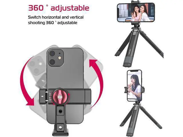 Alt view image 4 of 7 - Metal Phone Tripod Mount 3 Cold Shoes & Arca Port, 360° Smartphone Tripod Adapter for iPhone 17 16 15 Cell Phone Stand Holder for Desktop Video Live Streaming Vlogging Rig