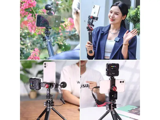Alt view image 6 of 7 - Metal Phone Tripod Mount 3 Cold Shoes & Arca Port, 360° Smartphone Tripod Adapter for iPhone 17 16 15 Cell Phone Stand Holder for Desktop Video Live Streaming Vlogging Rig