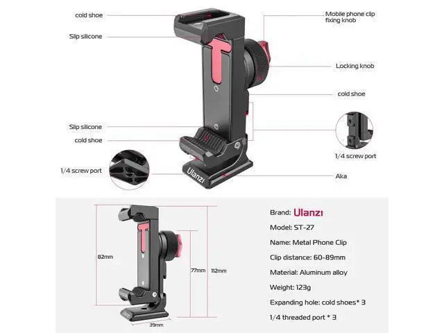 Alt view image 7 of 7 - Metal Phone Tripod Mount 3 Cold Shoes & Arca Port, 360° Smartphone Tripod Adapter for iPhone 17 16 15 Cell Phone Stand Holder for Desktop Video Live Streaming Vlogging Rig