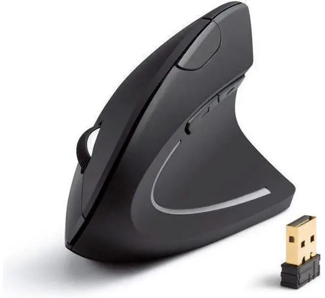 Main image of 2.4G Wireless Vertical Ergonomic Optical Mouse for Work, Multi-Device Connectivity, 800/1200 /1600 DPI, 5 Buttons for Laptop, Desktop, PC - Black