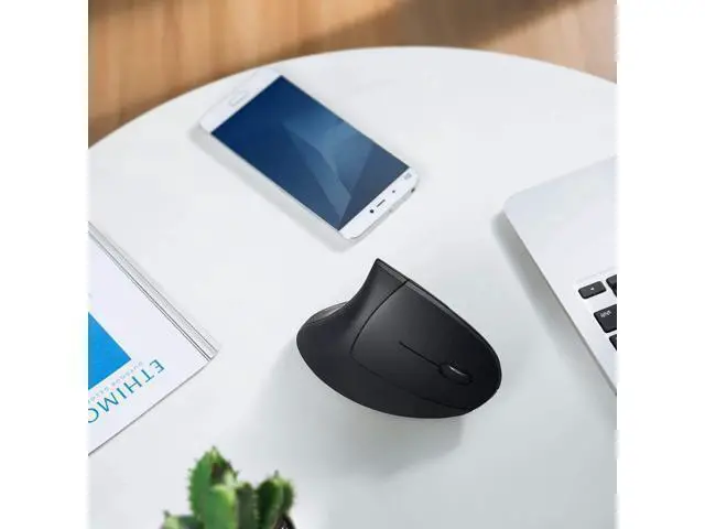 Alt view image 3 of 7 - 2.4G Wireless Vertical Ergonomic Optical Mouse for Work, Multi-Device Connectivity, 800/1200 /1600 DPI, 5 Buttons for Laptop, Desktop, PC - Black