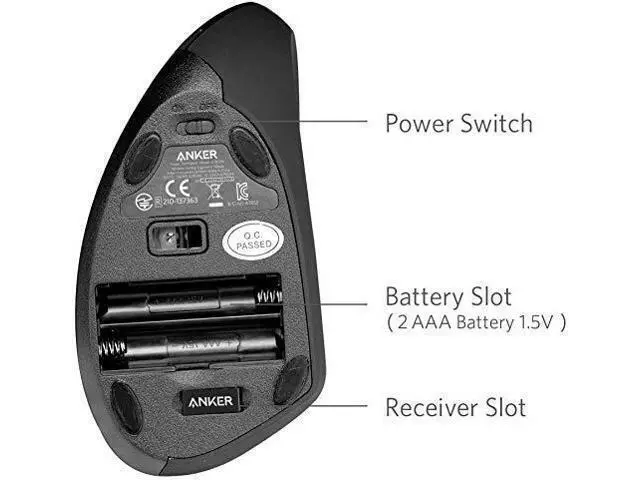 Alt view image 5 of 7 - 2.4G Wireless Vertical Ergonomic Optical Mouse for Work, Multi-Device Connectivity, 800/1200 /1600 DPI, 5 Buttons for Laptop, Desktop, PC - Black