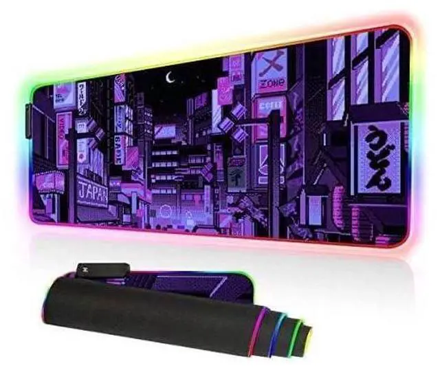 Main image of Anime Gifts Purple Japanese Anime Night City Extra Large Thick RGB Mousepad Led Mouse pad Gaming Kawaii Mouse pad Anime Led Desk mat Anime Stuff Gamer Mouse Mat Led Laptop Pad Mat Keyboard HG