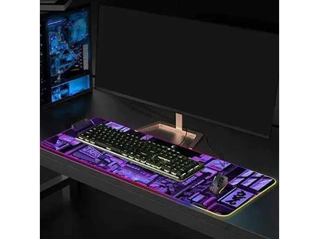 Alt view image 5 of 7 - Anime Gifts Purple Japanese Anime Night City Extra Large Thick RGB Mousepad Led Mouse pad Gaming Kawaii Mouse pad Anime Led Desk mat Anime Stuff Gamer Mouse Mat Led Laptop Pad Mat Keyboard HG