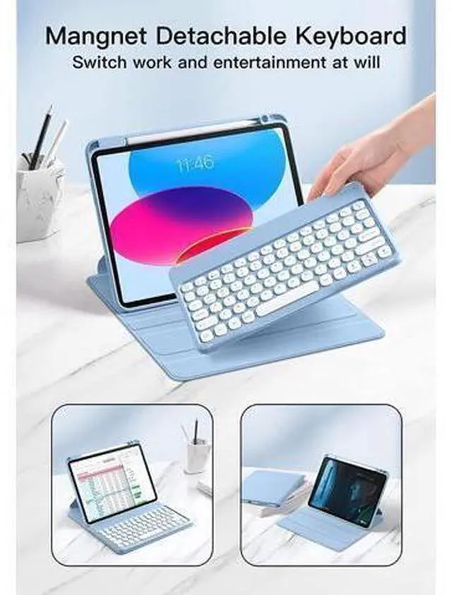 Alt view image 4 of 7 - AnMengXinLing Vertical Keyboard Case for 10.2inch iPad9/iPad8/iPad7 with Mouse, Case for iPad 9th/8th/7th Gen/Air3/Pro10.5 Case with Keyboard Mouse Combo, (Magnetic-Lavender)